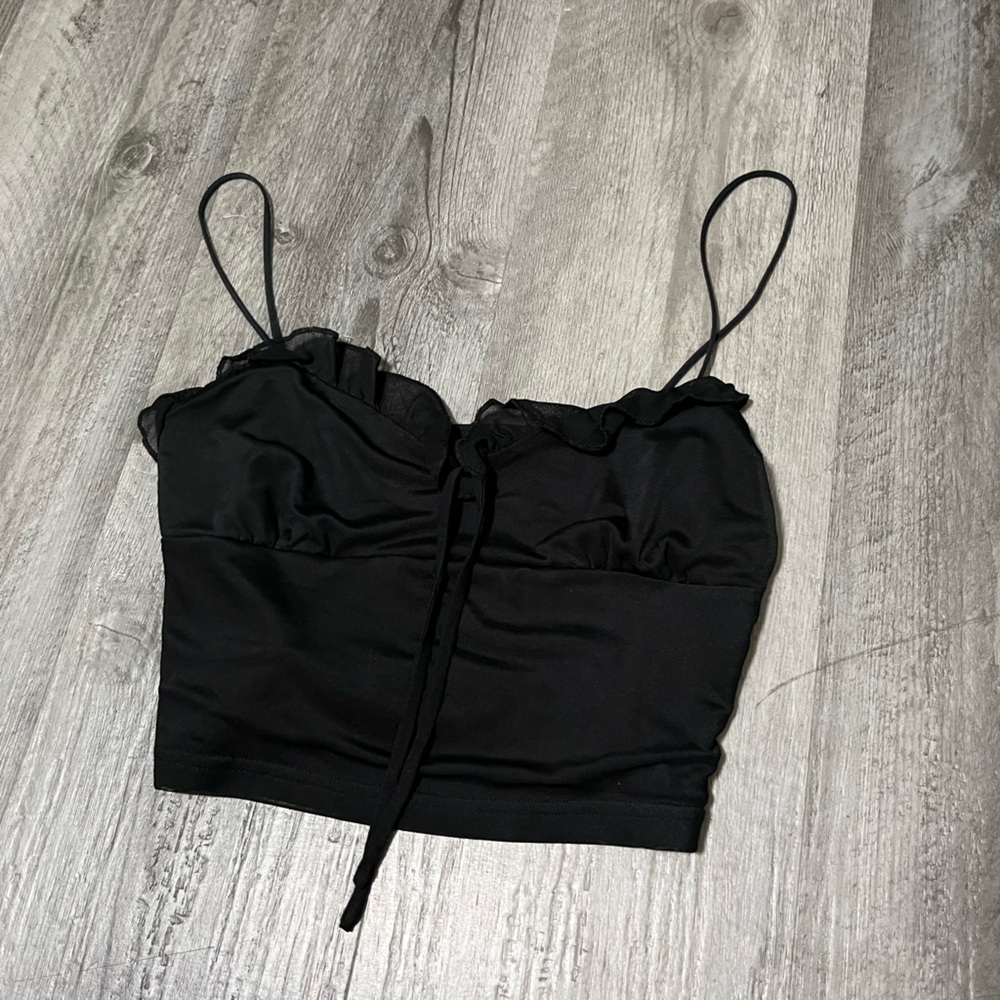 Me to We Elegant Black Crop Top